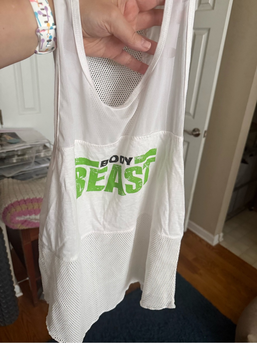 White & Neon Green  One-Piece Tank